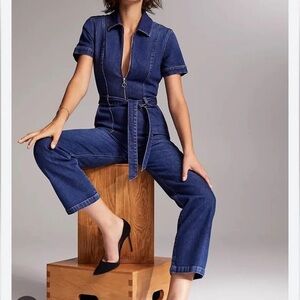 Denim Forum Blue Belted Jumpsuit